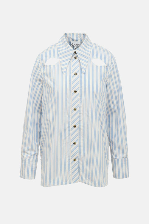 Ganni Striped Cut Out Shirt