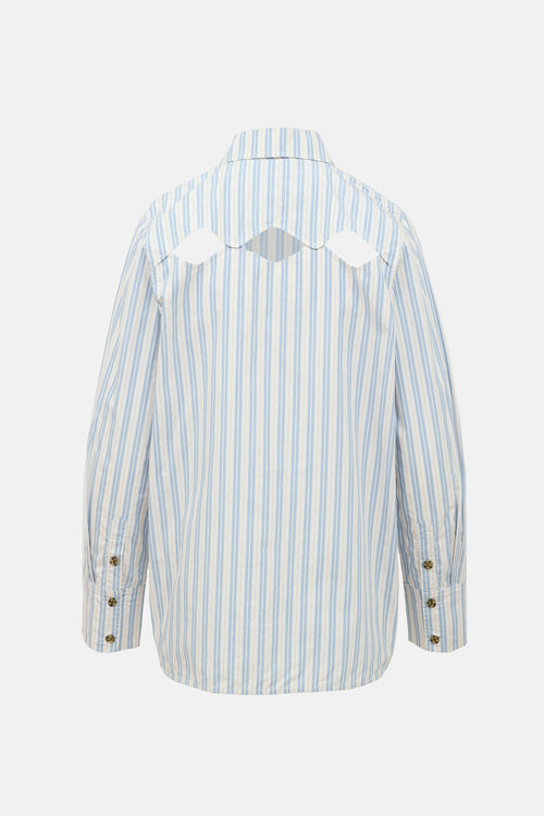 Ganni Striped Cut Out Shirt