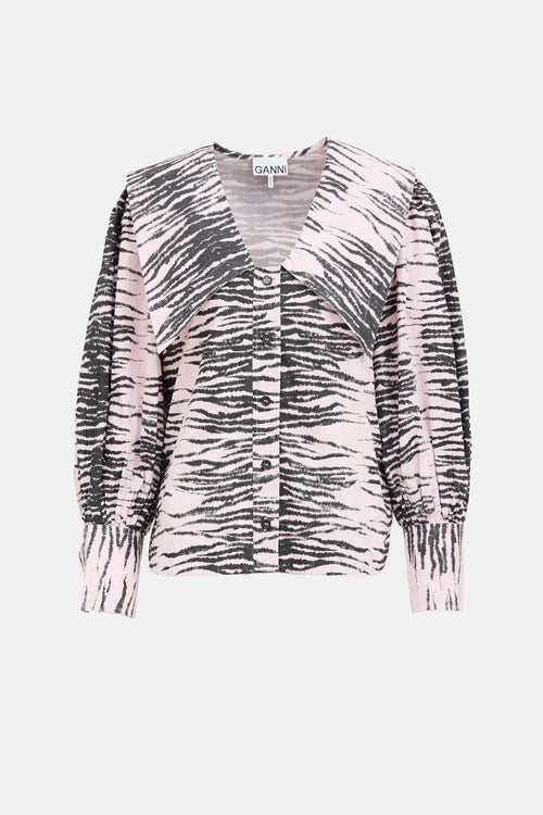 GanniStriped Oversized Collared Shirt
