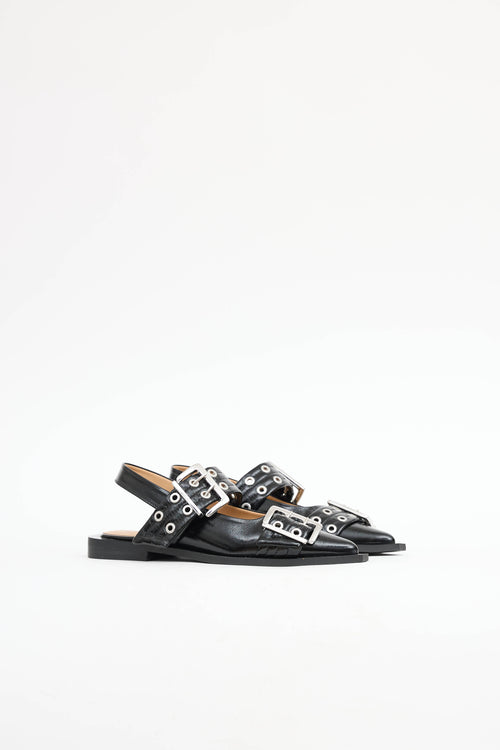 Ganni Feminine Buckle Ballerina Flat