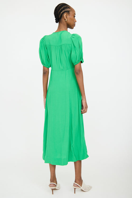 Ganni Green Ripstop Maxi Dress