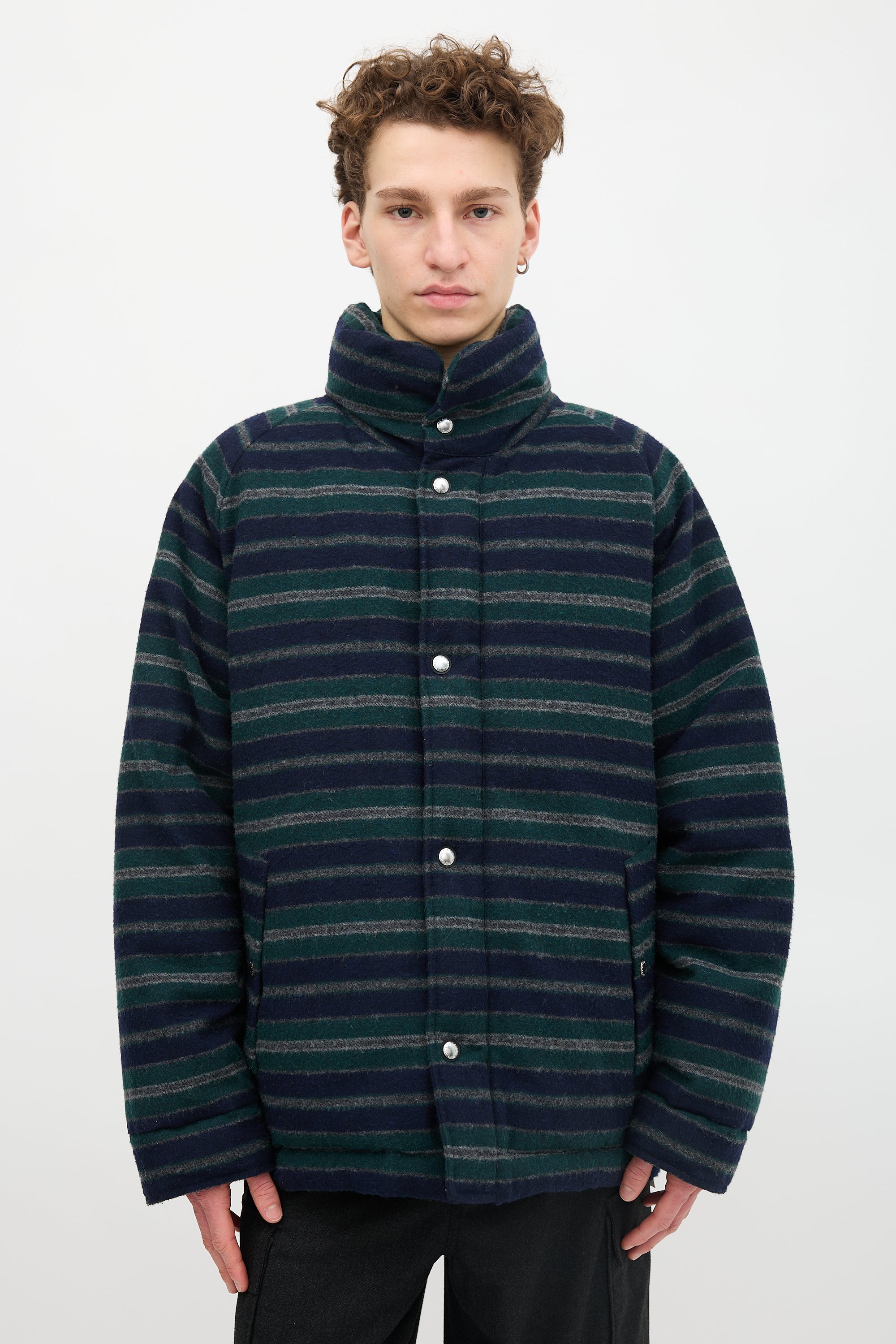 Garb Store Wool Striped Down Coat