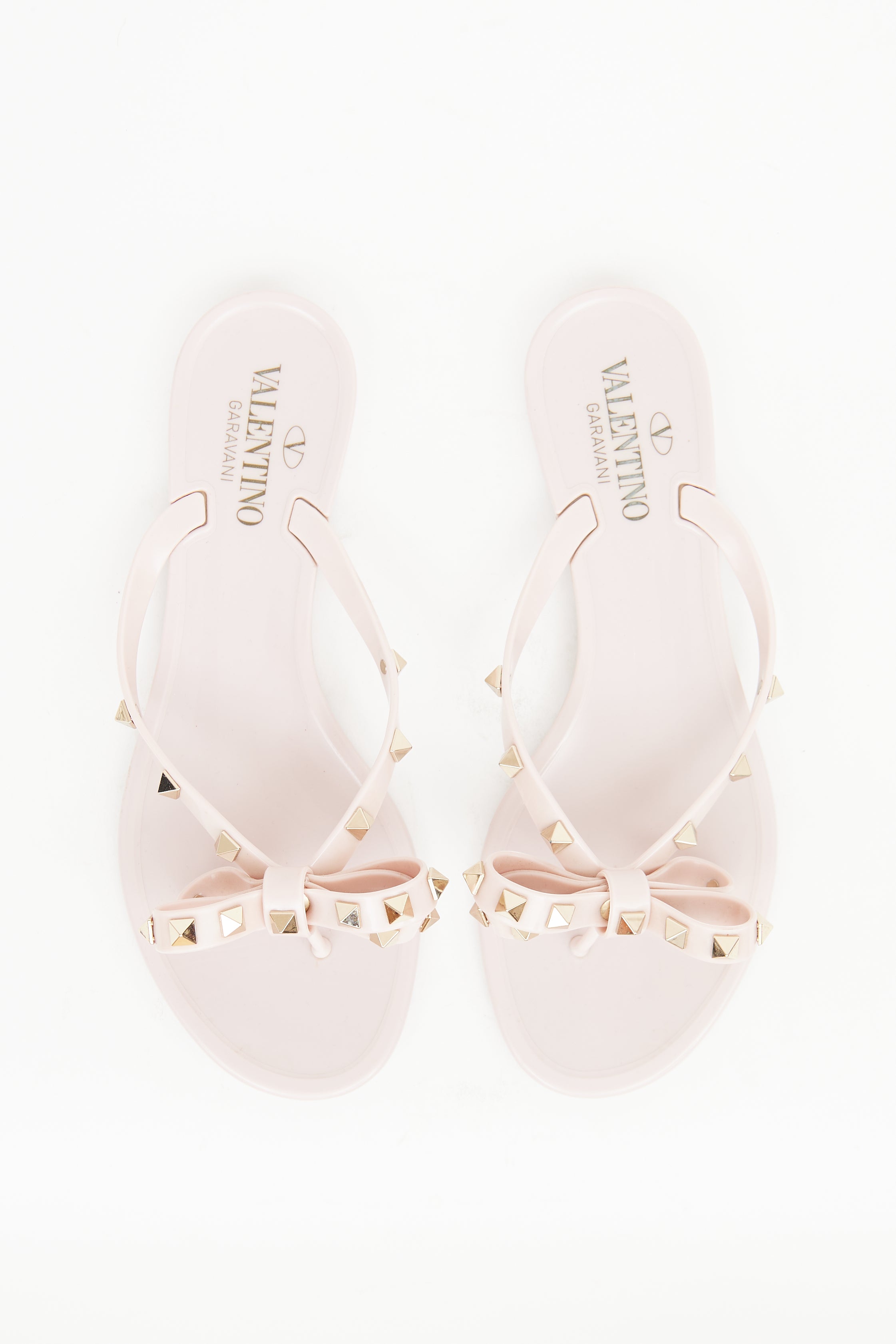 Valentino Pink Rubber Rockstud Sandal