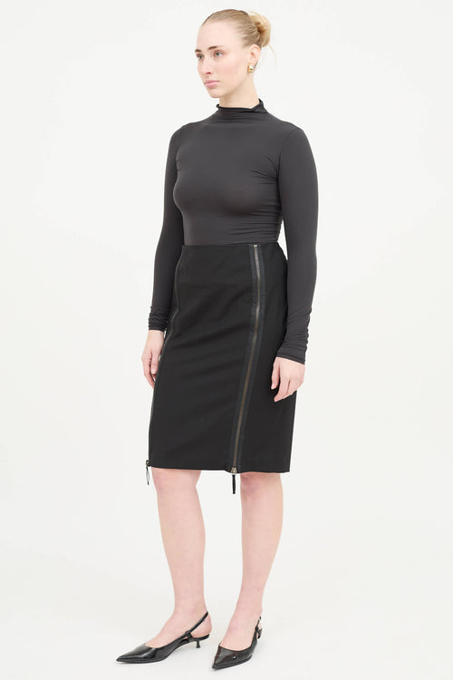 Jean Paul Gaultier Femme 1990's Wool Zip  Skirt