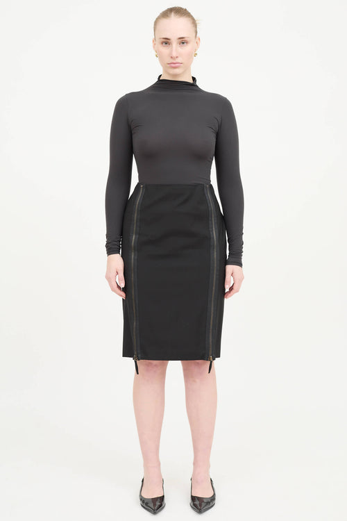 Jean Paul Gaultier Femme 1990's Wool Zip  Skirt