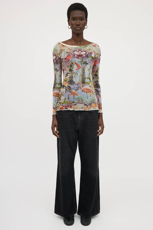 Jean Paul Gaultier Graphic Mesh Top