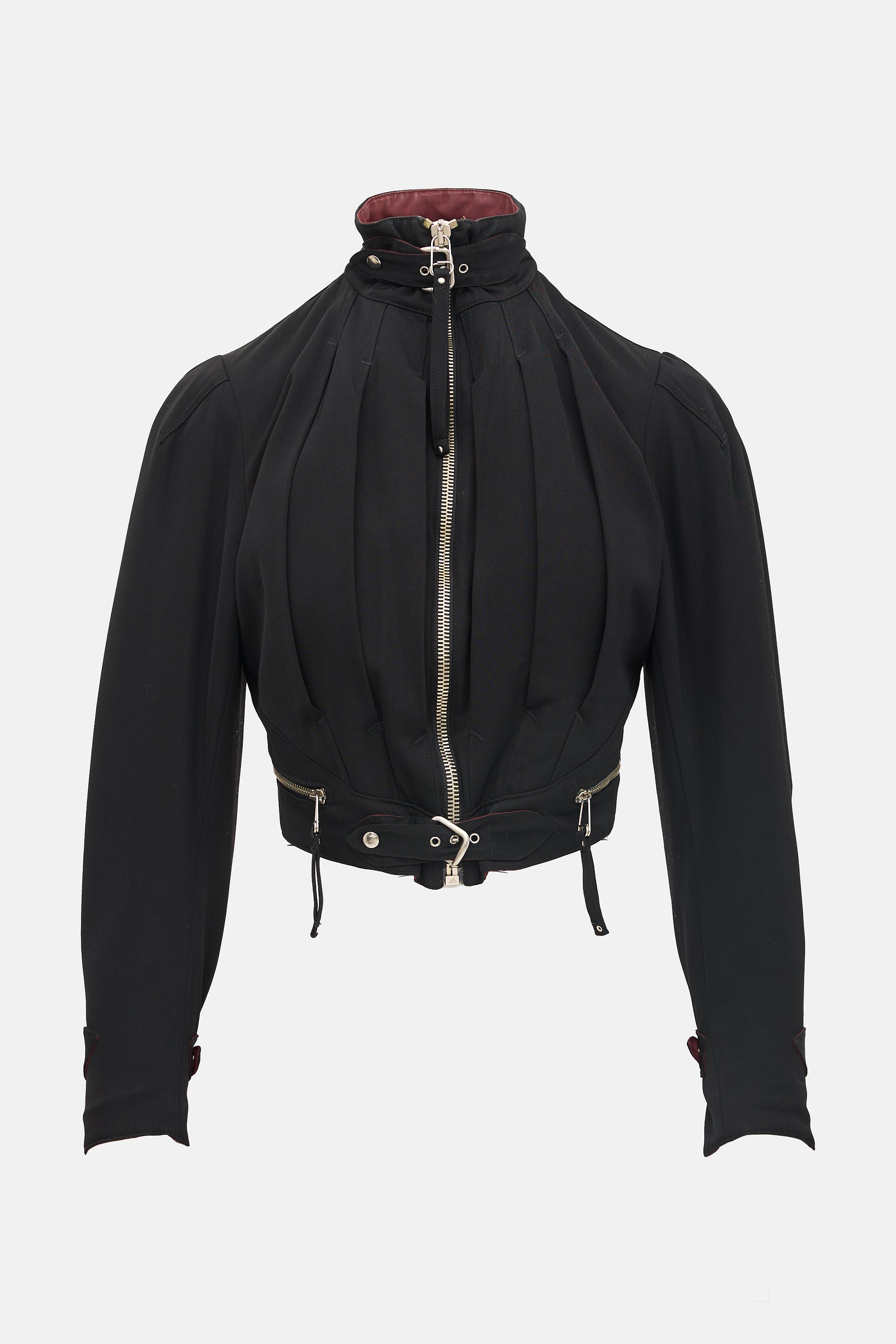 Buckle Pleated Crop Jacket