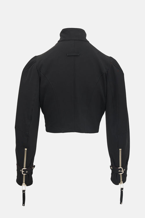 Buckle Pleated Crop Jacket