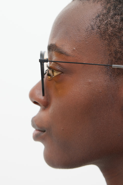Gentle Monster Black & Orange Baguette Circular Sunglasses