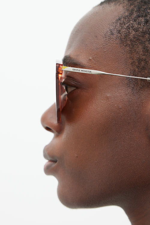 Gentle Monster Pink & Silver Jack Hi Circular Sunglasses