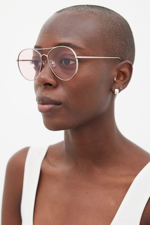 Gentle Monster Silver & Pink Ranny Ring Sunglasses