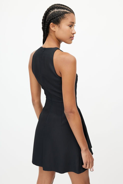 Giambattista Valli Black & Red Floral Ruffled Dress