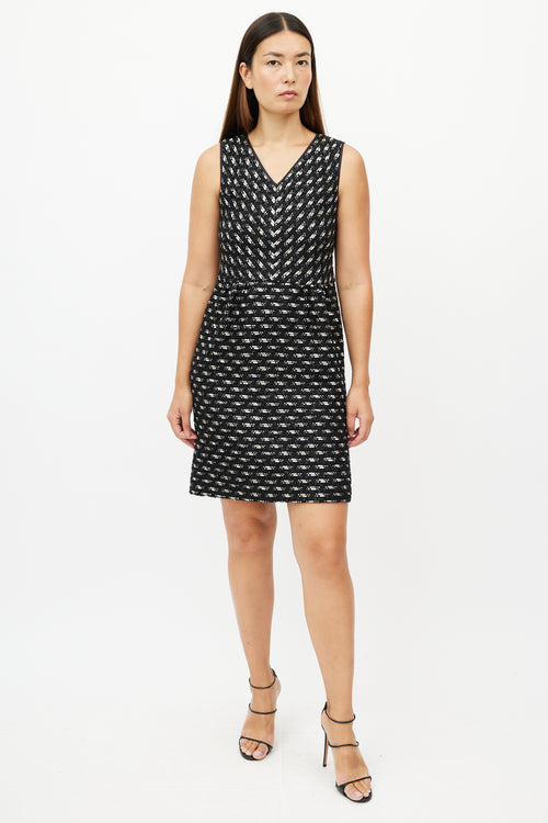 Giambattista Valli Black & White Metallic Knit Dress