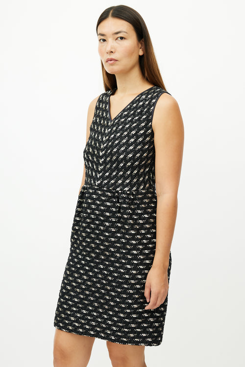 Giambattista Valli Black & White Metallic Knit Dress