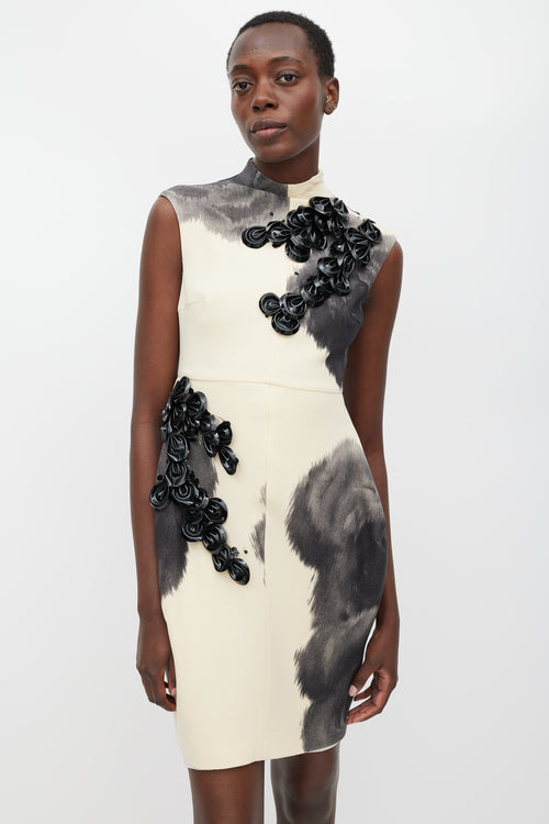 Giambattista Valli Beige & Grey Wool Petal Dress