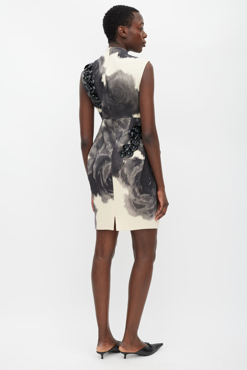 Giambattista Valli Beige & Grey Wool Petal Dress