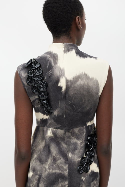 Giambattista Valli Beige & Grey Wool Petal Dress