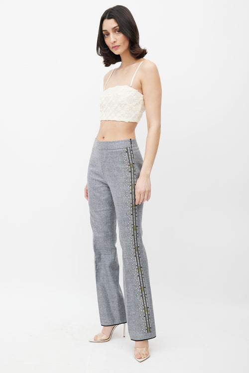 Giambattista Valli Grey & Multicolour Embroidered Stripe Trouser