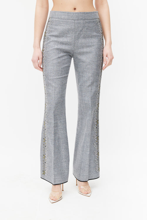 Giambattista Valli Grey & Multicolour Embroidered Stripe Trouser