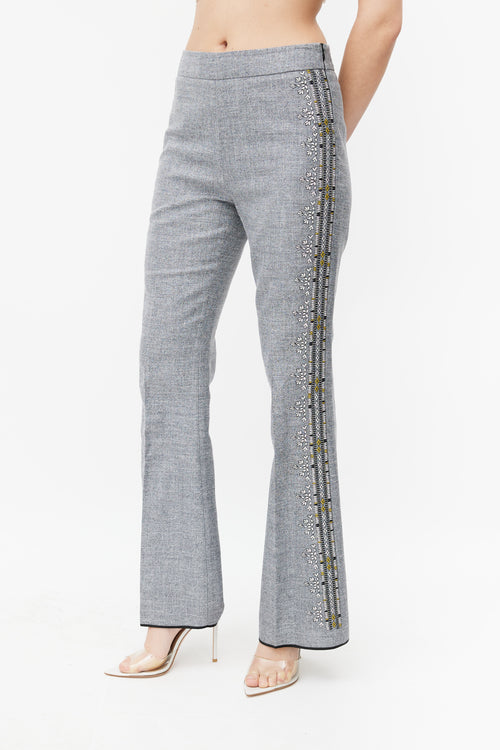 Giambattista Valli Grey & Multicolour Embroidered Stripe Trouser