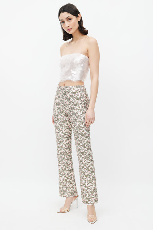 Giambattista Valli Pink & Green Floral Brocade Trouser