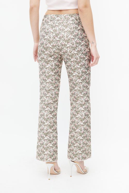 Giambattista Valli Pink & Green Floral Brocade Trouser