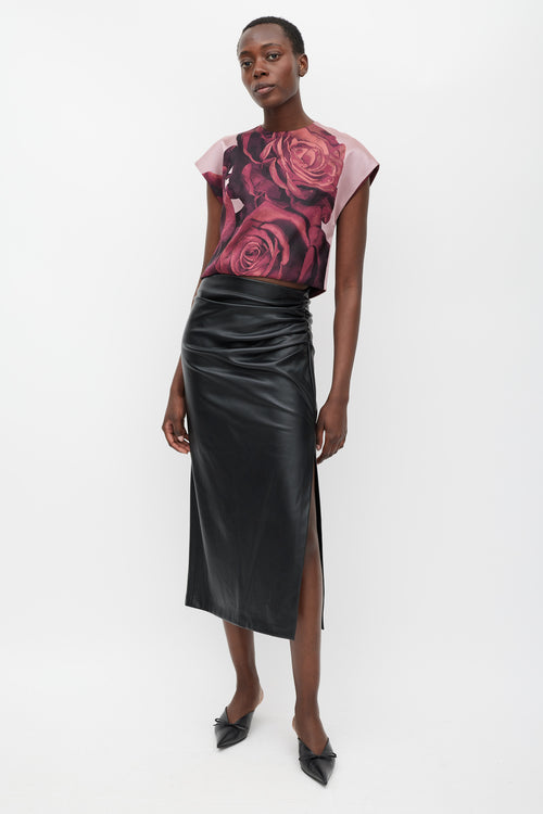 Giambattista Valli Pink & Red Silk Rose Top