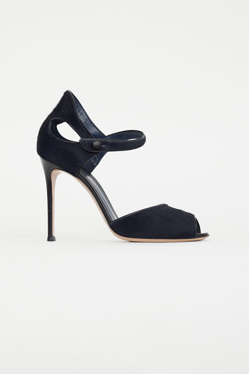 Gianvito Rossi Navy & Black Textured Heel