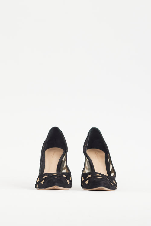 Gianvito Rossi Black Suede & Mesh Maxine Pump