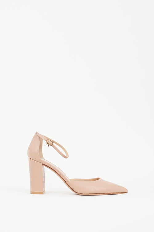 Gianvito Rossi Beige Leather Ribbon D'Orsay 90mm Pump