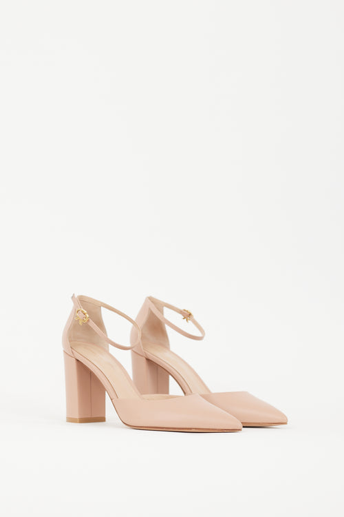 Gianvito Rossi Beige Leather Ribbon D'Orsay 90mm Pump