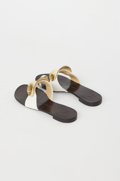 Giuseppe Zanotti Brown & Gold Plate Sandal