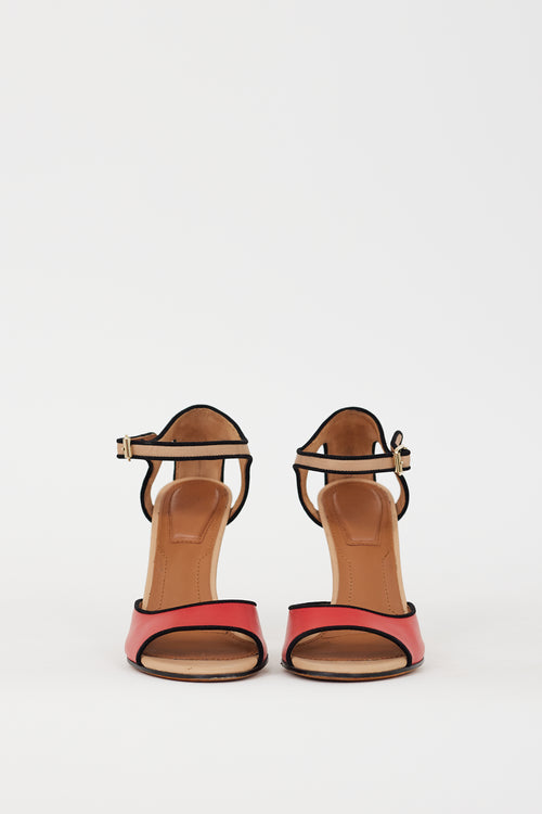 Givenchy Beige & Red Leather Heel