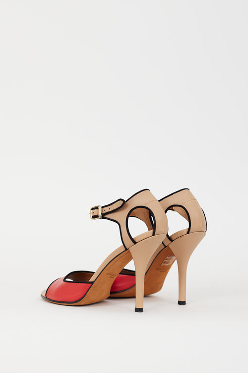 Givenchy Beige & Red Leather Heel