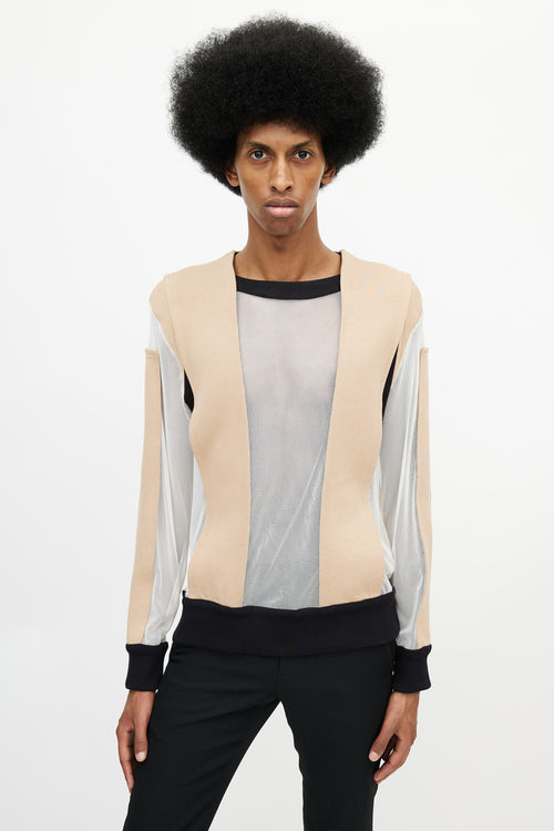 Givenchy Beige & Multicolour Panelled Mesh Sweater