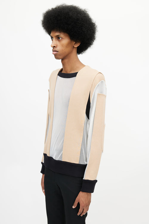Givenchy Beige & Multicolour Panelled Mesh Sweater