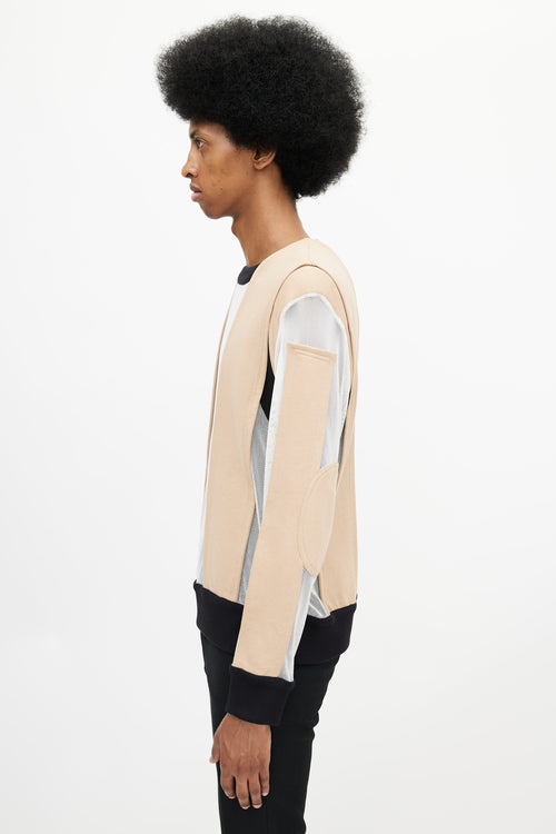 Givenchy Beige & Multicolour Panelled Mesh Sweater
