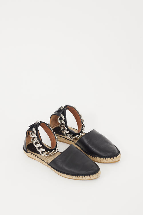 Givenchy Black & Beige Leather Maremma Espadrille
