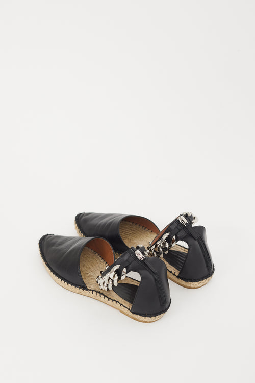 Givenchy Black & Beige Leather Maremma Espadrille