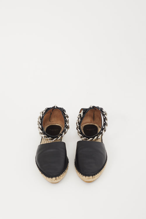 Givenchy Black & Beige Leather Maremma Espadrille