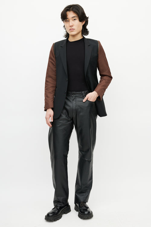 Givenchy Black & Brown Wool Zip Blazer