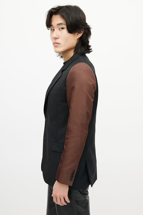 Givenchy Black & Brown Wool Zip Blazer