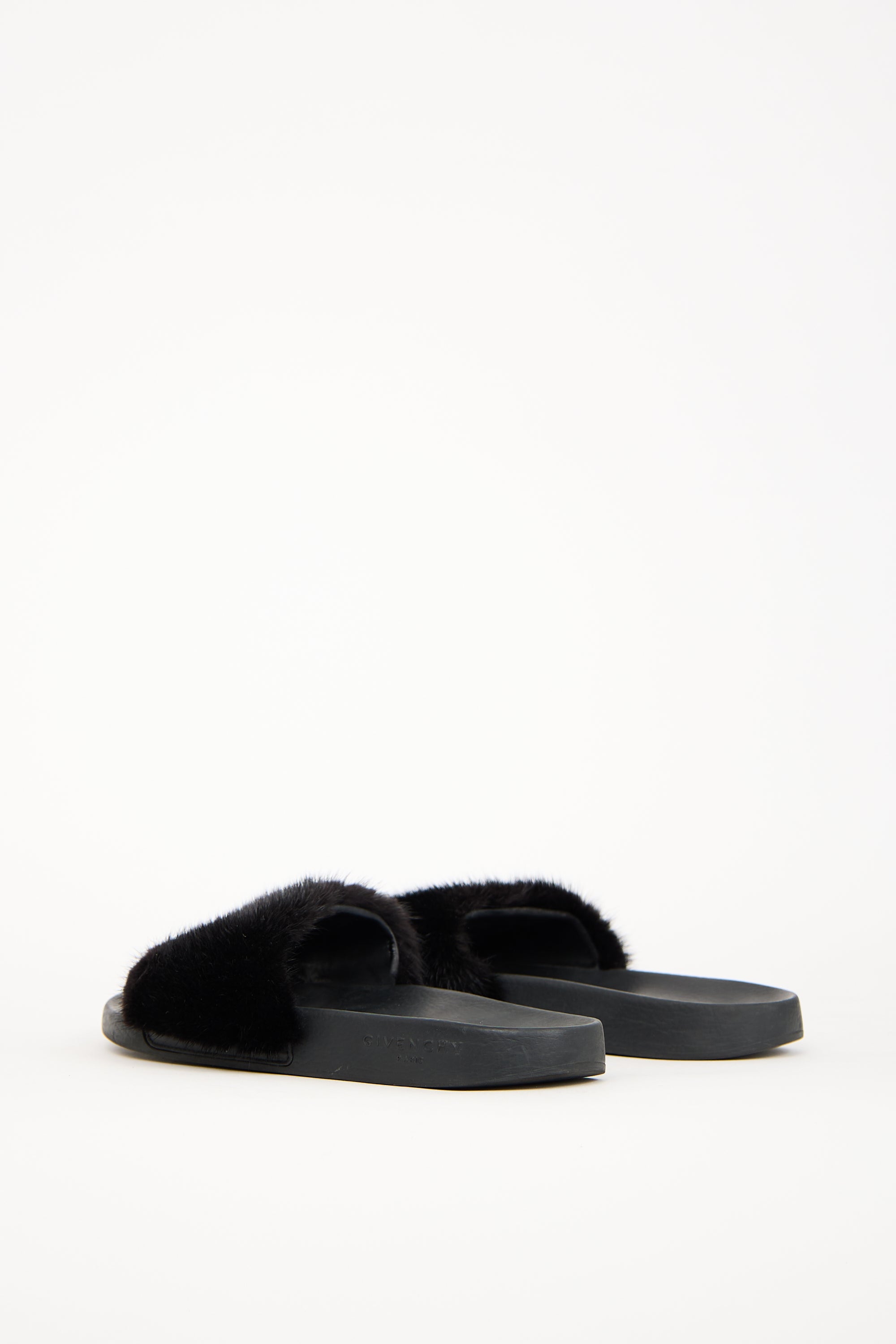Givenchy Black Fur & Rubber Slide