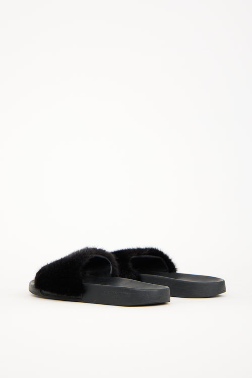 Givenchy Black Fur & Rubber Slide