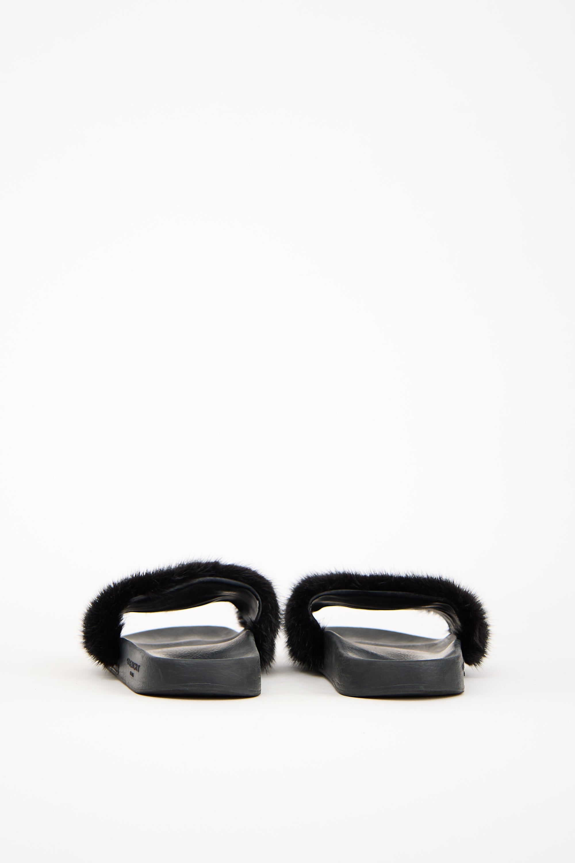 Givenchy Black Fur & Rubber Slide
