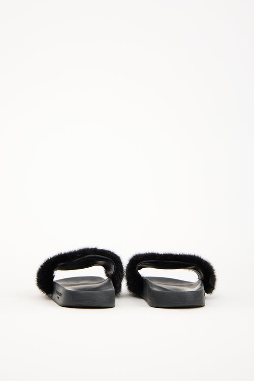 Givenchy Black Fur & Rubber Slide