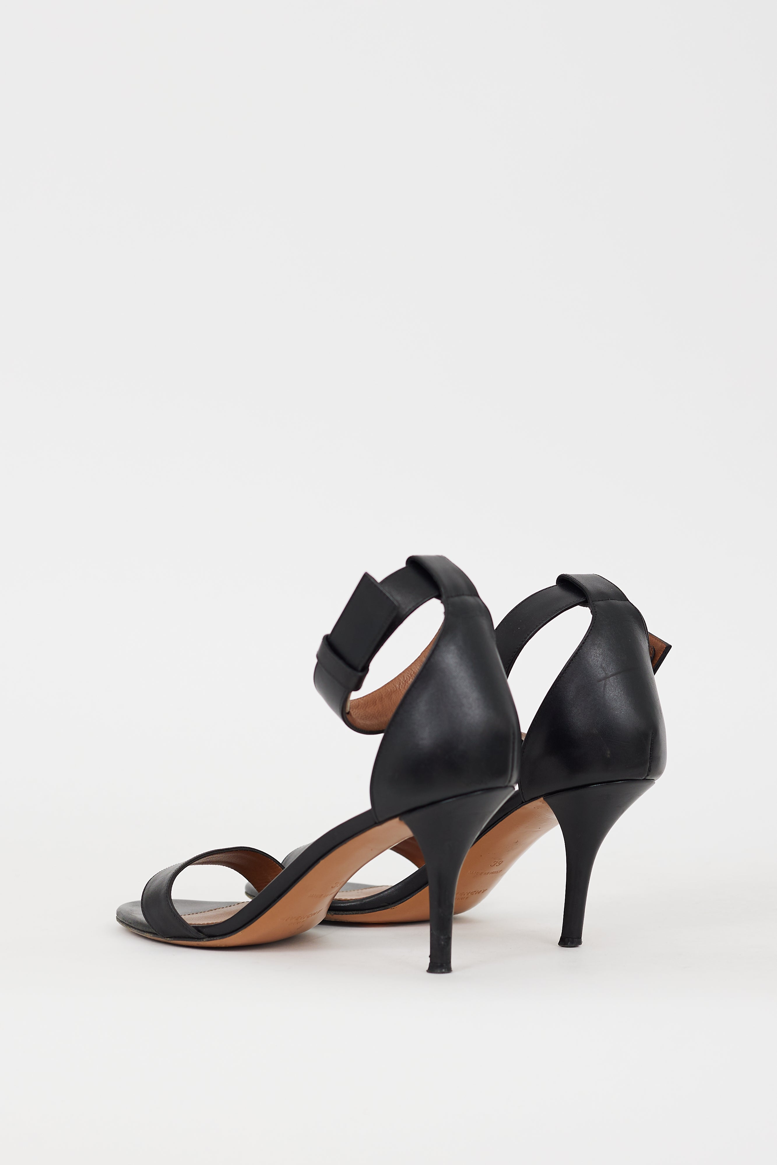 Givenchy Black Leather Infinity Ankle Wrap Heel