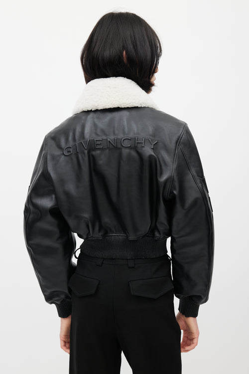 Givenchy Black Leather & Shearling Collar Jacket