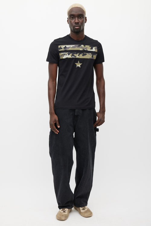 Givenchy Black & Multicolour Camo Star T-Shirt