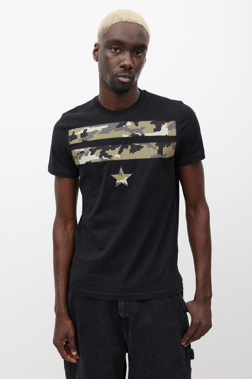 Givenchy Black & Multicolour Camo Star T-Shirt